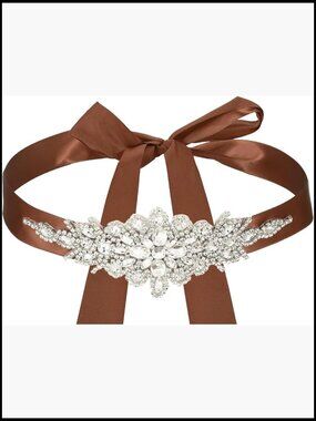 Natasha Couture Bridal Rhinestone Wedding Belt Sash Pastel Champagne Opal Bridal Belt Sash, Crystal Belt Ivory  main image 2